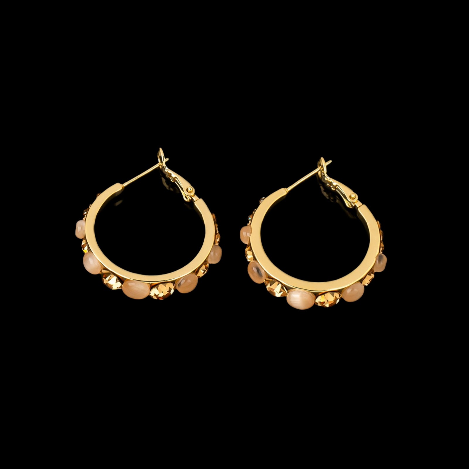 Ladies' earrings plated with 14k gold circles