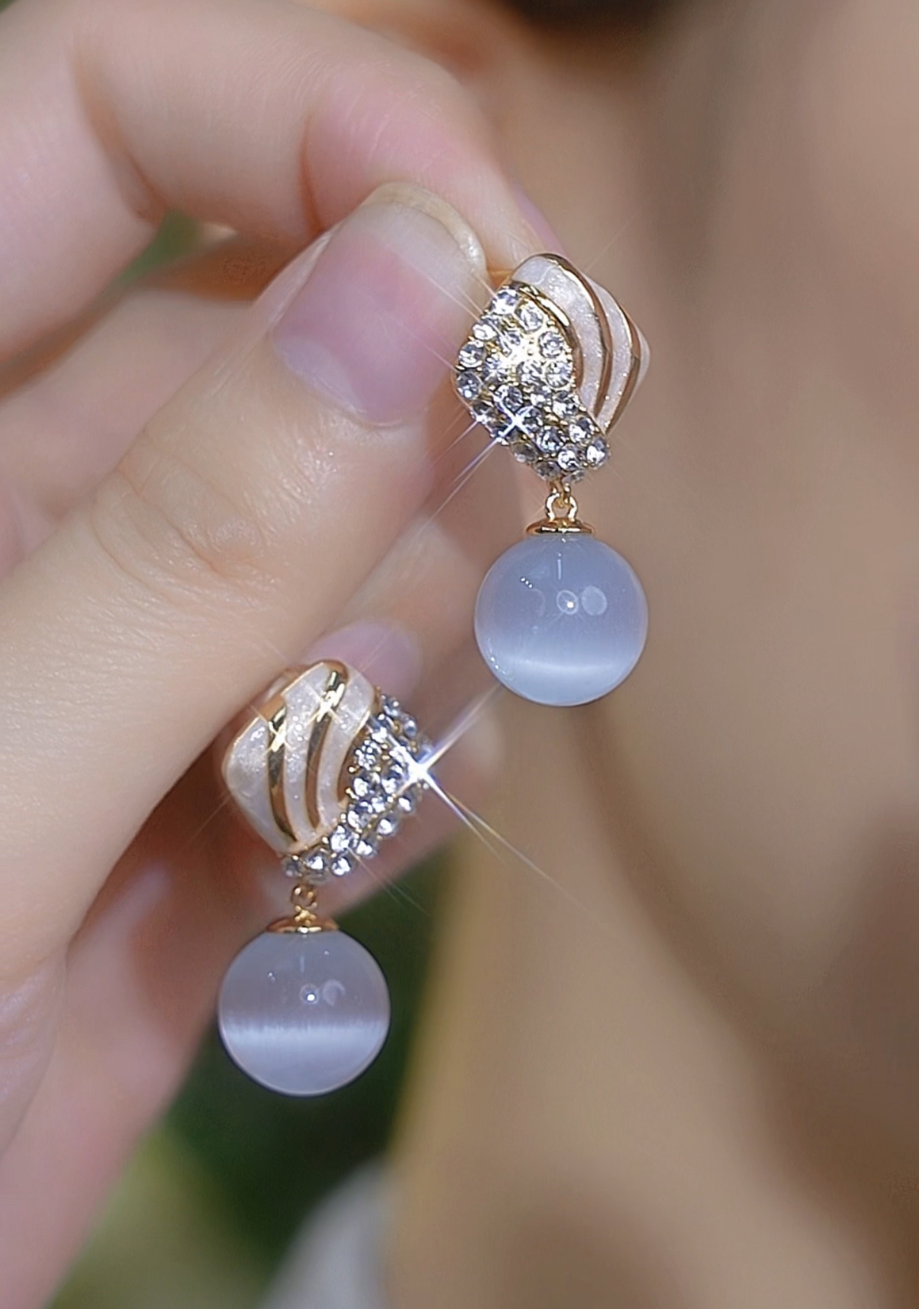 14k Gold-Plated Elegant White Mist Earrings