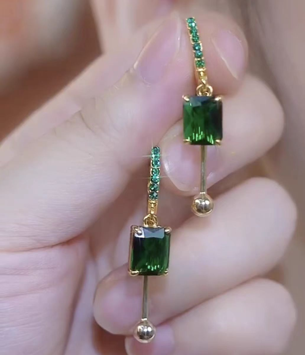 14k Gold Plated Fashion Green Earrings