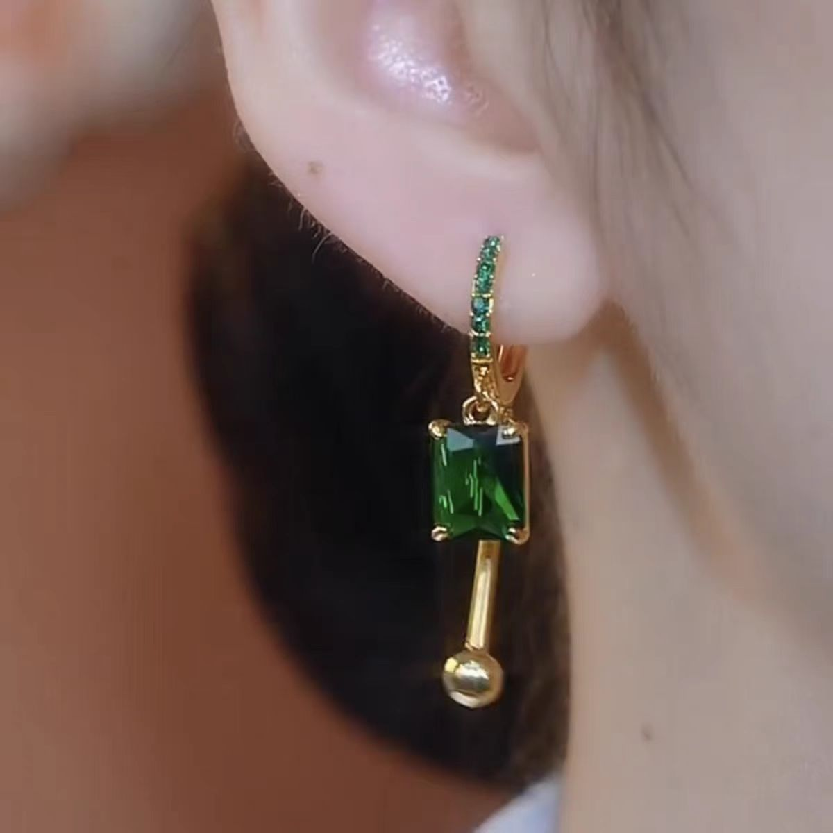 14k Gold Plated Fashion Green Earrings