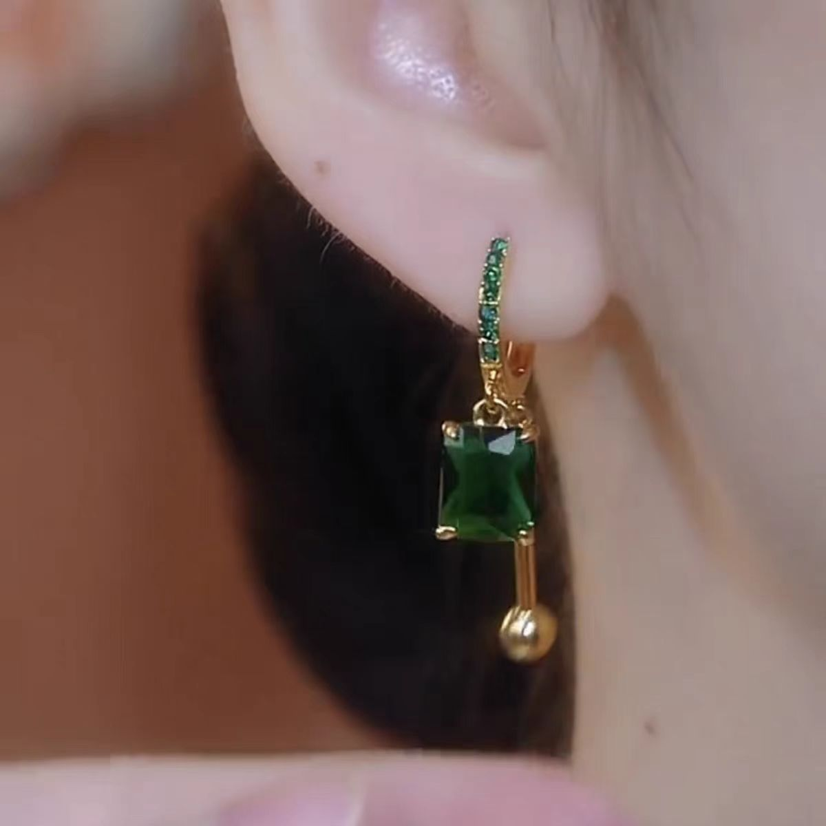 14k Gold Plated Fashion Green Earrings