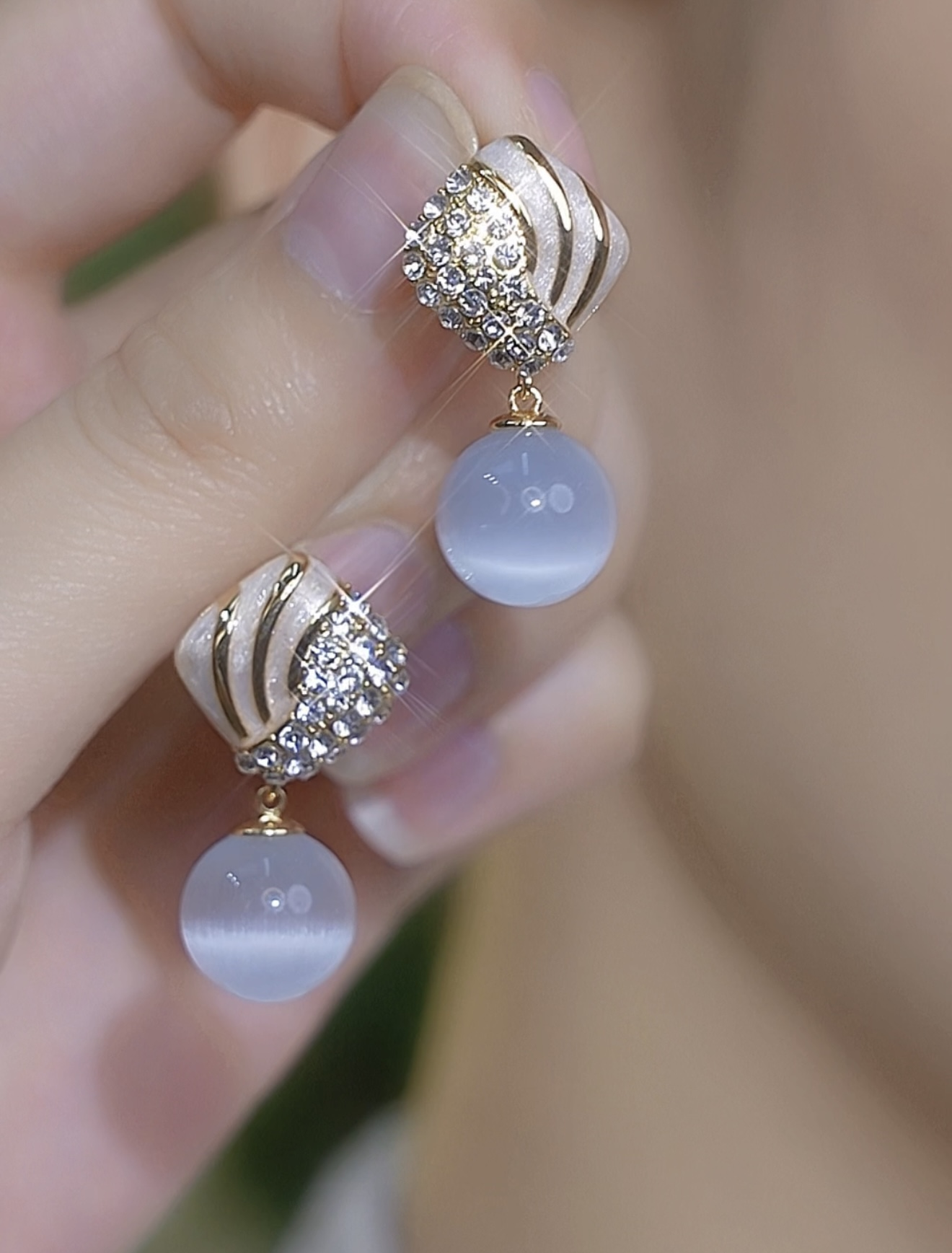 14k Gold-Plated Elegant White Mist Earrings
