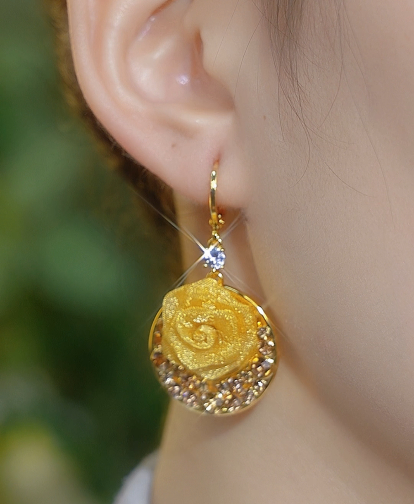 14k Gold Plated Elegant Rose Earrings