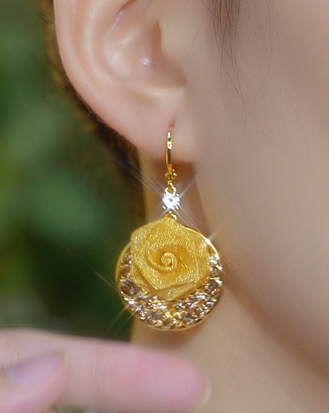 14k Gold Plated Elegant Rose Earrings