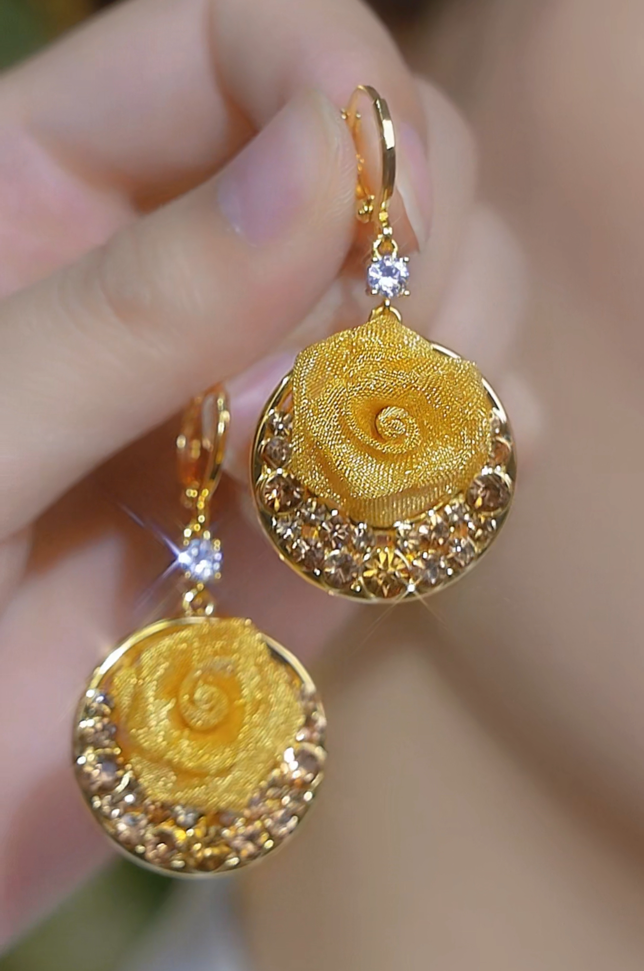 14k Gold Plated Elegant Rose Earrings