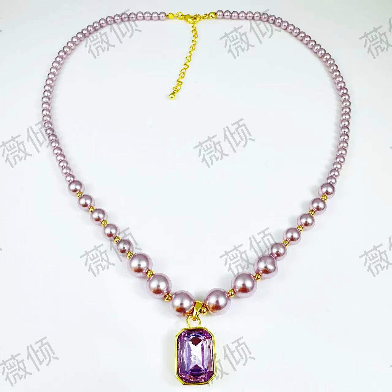 Copper Alloy Synthetic Cubic Zirconia Acrylic Princess Necklace