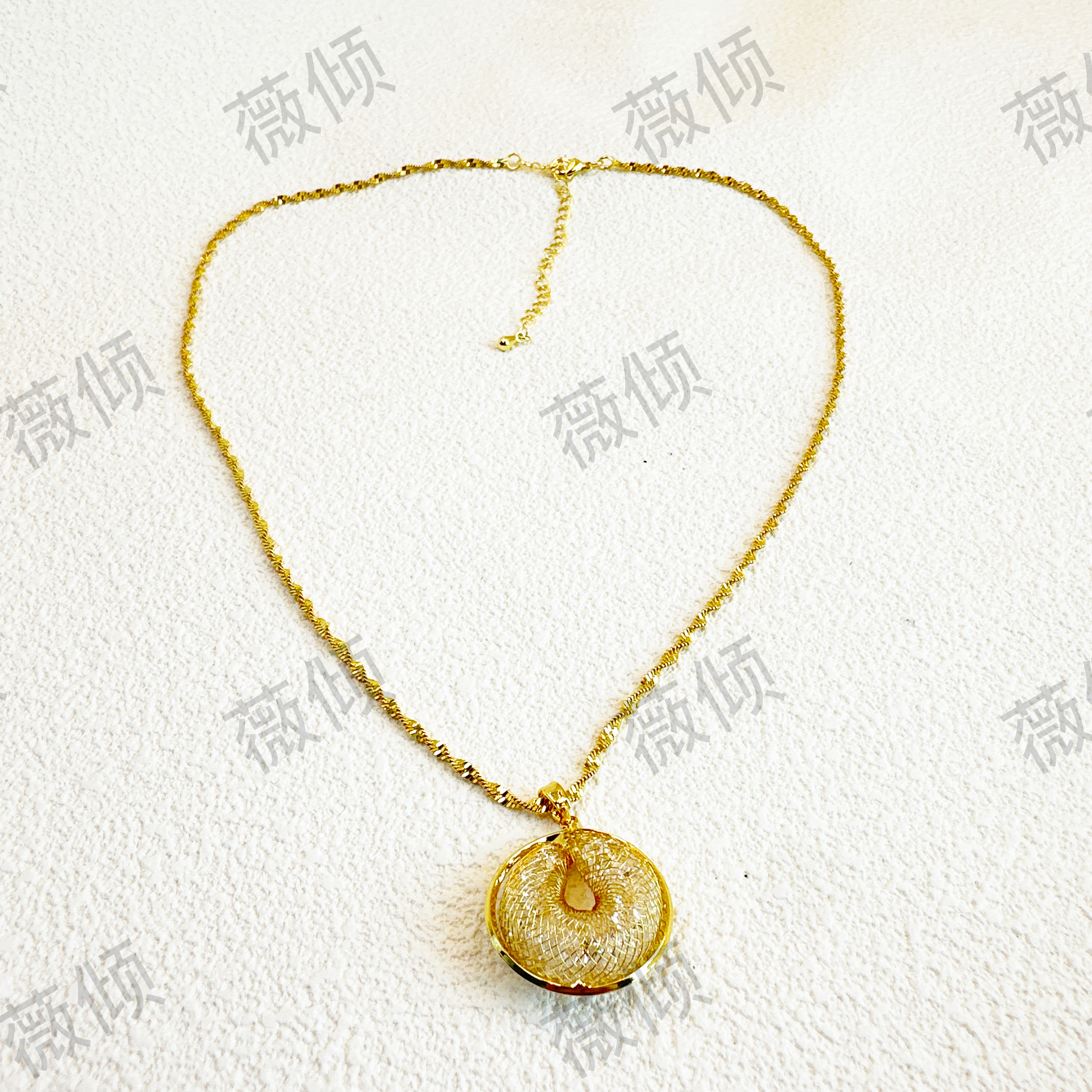 14k Gold Plated Adjustable 45 cm Circle Necklace