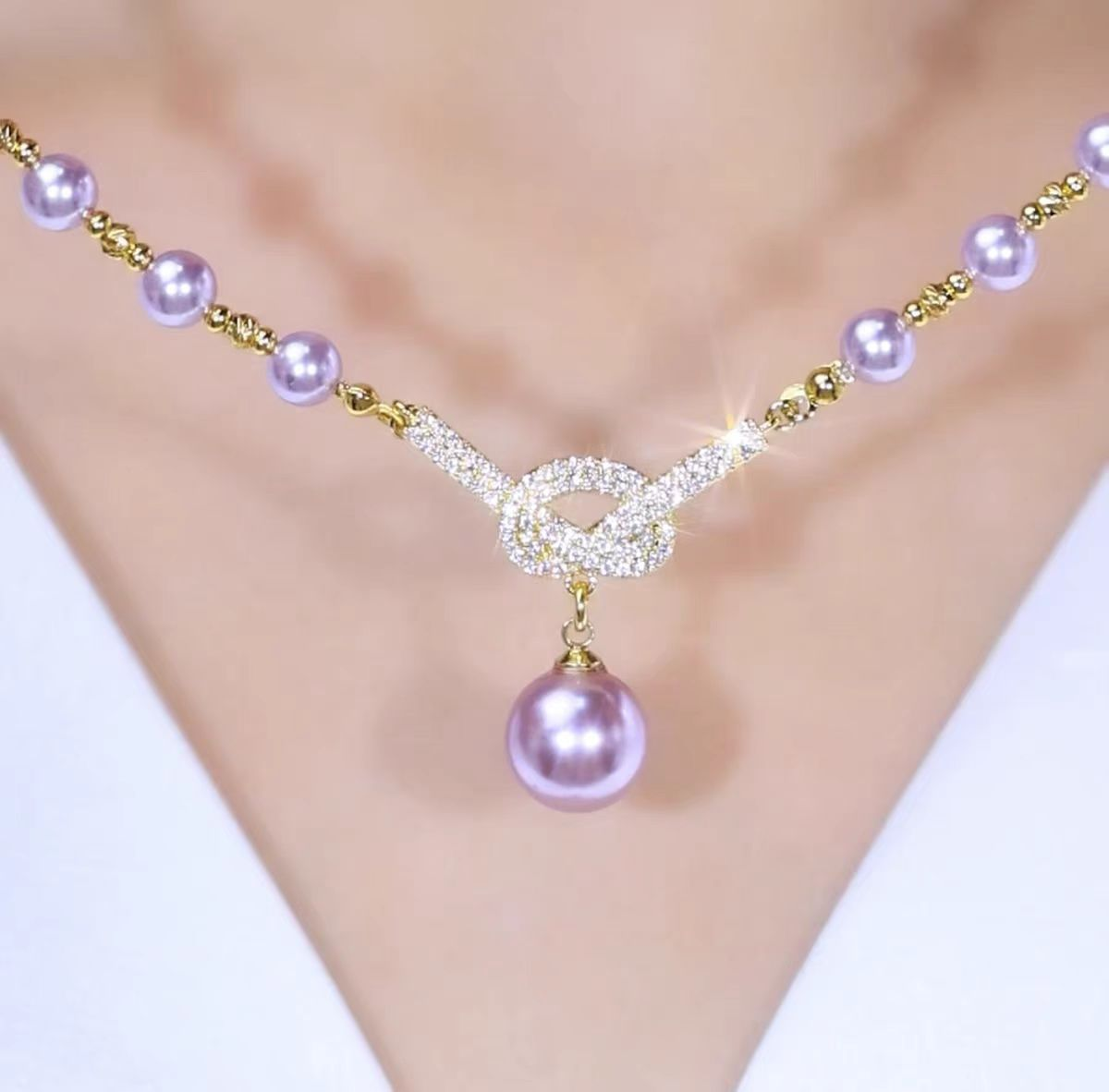 14K Gold Plated Adjustable Pull-Out Butterfly Pearl Necklaces